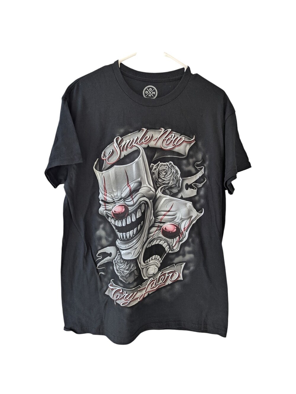 New ODM Smile Now Cry Later Shirt M Black Drama Mask Chicano Lowrider Urban y2k